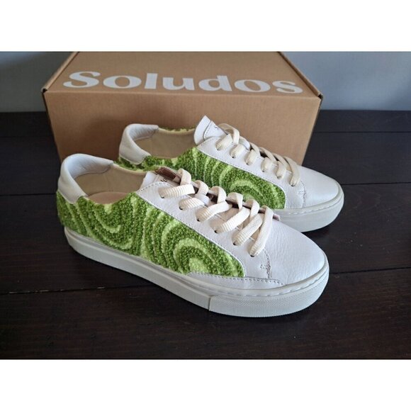 Soludos Psychedelic Spiral Ibiza Platform Sneaker in Forest Green/NIB, Sz. 6.5 - Picture 4 of 11